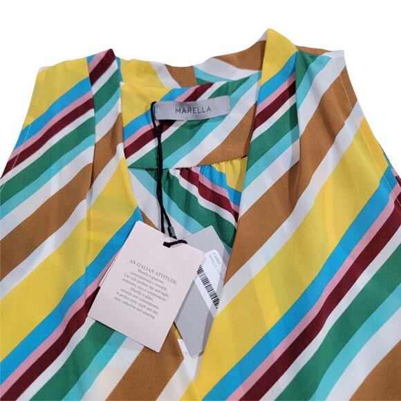 MARELLA Sleeveless CusCus Silk Blend Blouse Womens 8 NWT Career Sophisticated - Picture 11 of 12